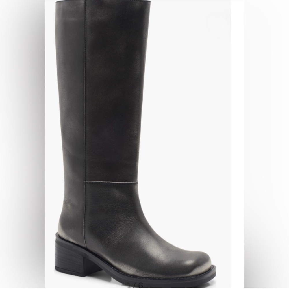 Free People Dana Black Distressed Knee Boots 6